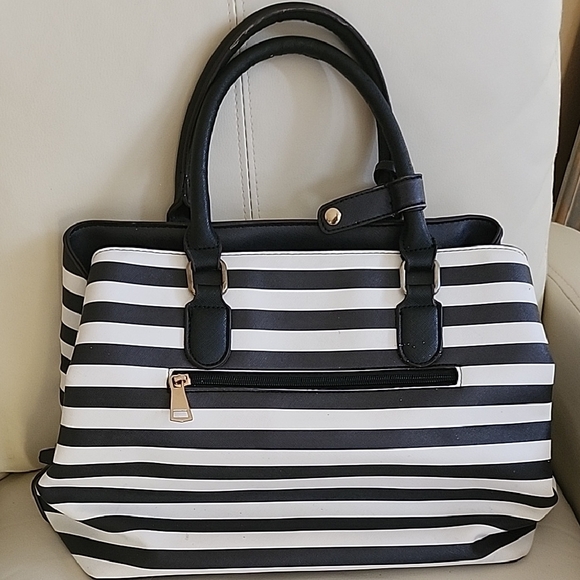 Other - Striped Black and White Handbag & Wallet